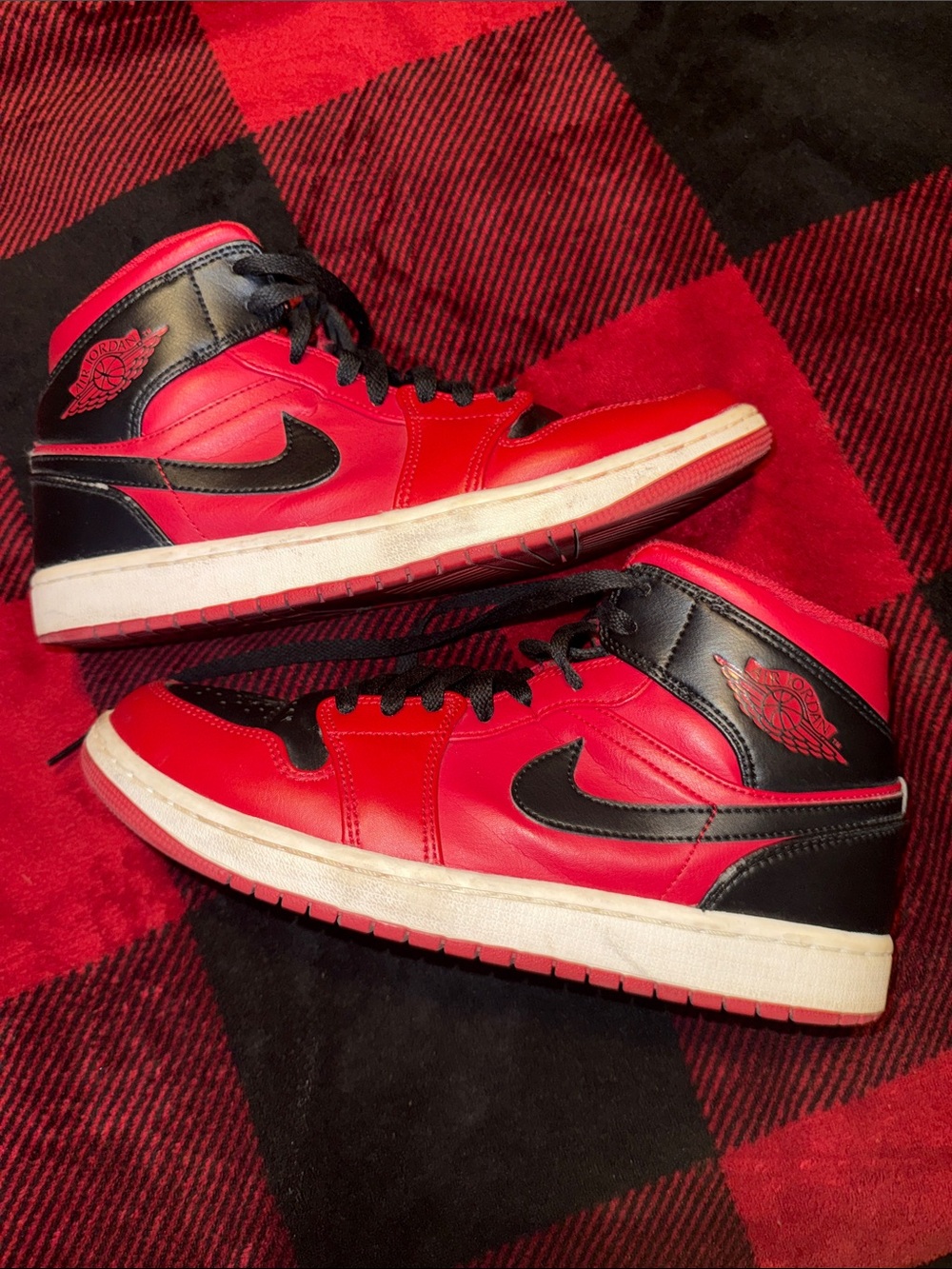 Nike Air Jordan 1 Mid Red & Black Basketball Shoes